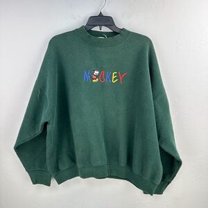 Vintage Mickey & Co. Sweatshirt Men's ‎ M Green Embroidered Long Sleeve 90s